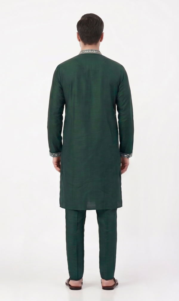 Dark Green Embroidered Kurta