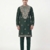 Dark Green Embroidered Kurta