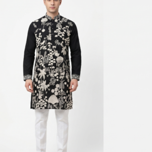 Black Royale Floral Kurta