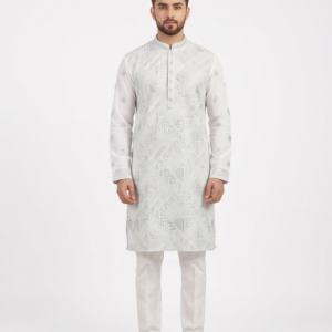 Pearl White Embroidered Kurta Set