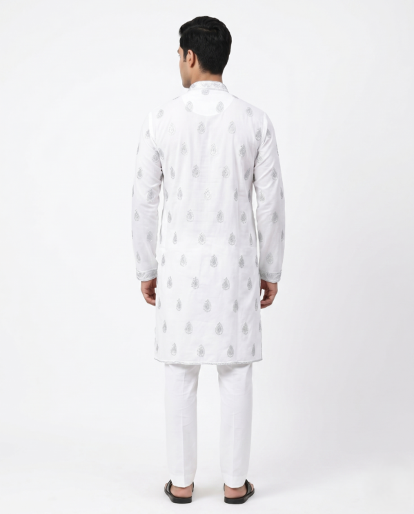 Pearl White Embroidered Kurta Set