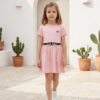 Girls Belted Casual Dress