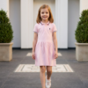 Girls Polo Collar Cotton Dress