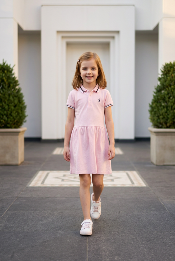 Girls Polo Collar Cotton Dress