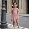 Girls Peter Pan Collar Cotton Dress
