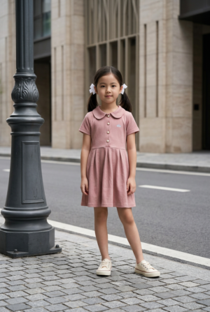 Girls Peter Pan Collar Cotton Dress