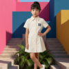 Girls Classic Button-Down Shirt Dress