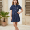 Girls Classic Button-Down Shirt Dress