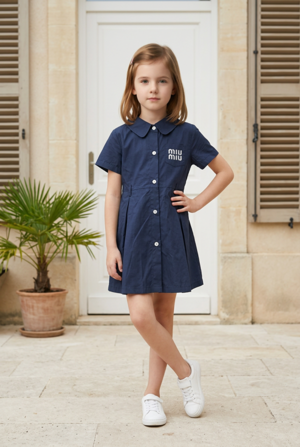 Girls Classic Button-Down Shirt Dress