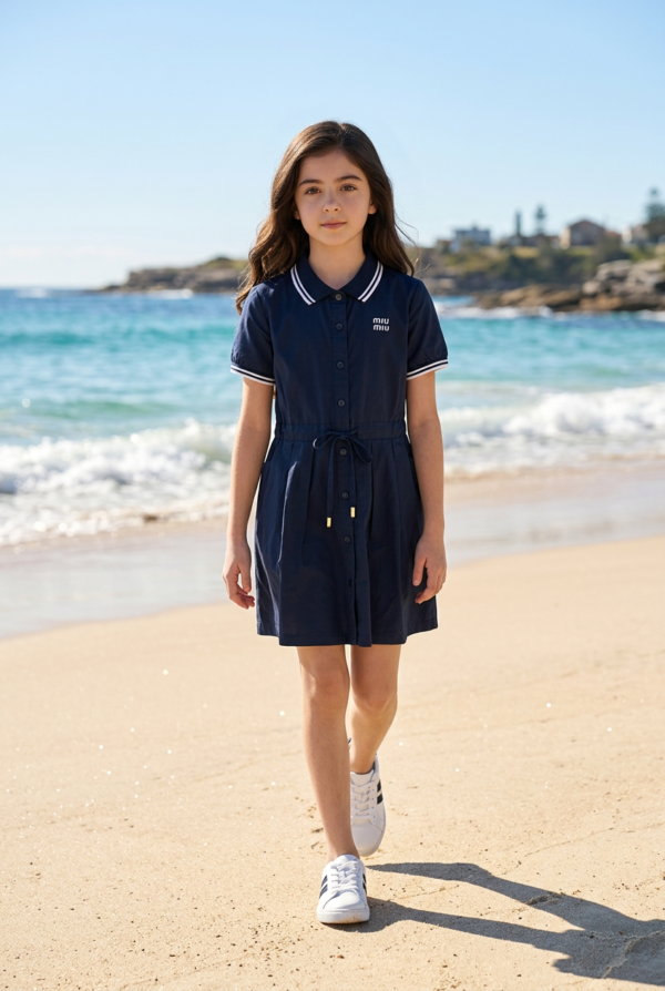 Girls Drawstring Polo Dress