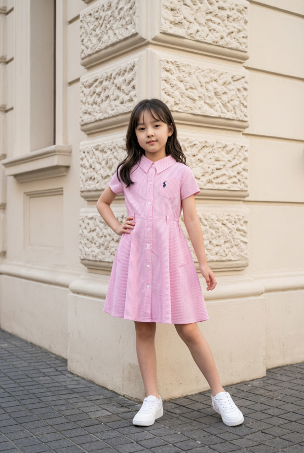Girls Pinstripe Shirt Dress