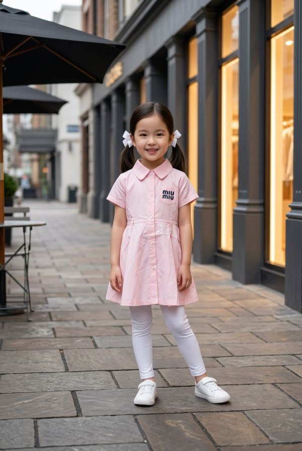 Girls Classic Button-Down Shirt Dress