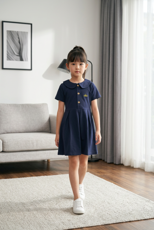 Girls Peter Pan Collar Cotton Dress