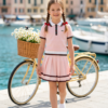 Girls Polo T-Shirt & Pleated Skirt Dress