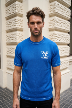 Premium Contrast Stitch Knit Logo T-Shirt