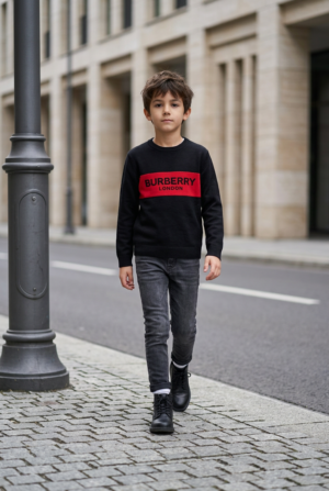 Kids Premium Full Sleeve Contrast Stripe Sweatshirt