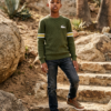 Striped Sleeve Knit Sweatshirt