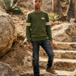 Striped Sleeve Knit Sweatshirt