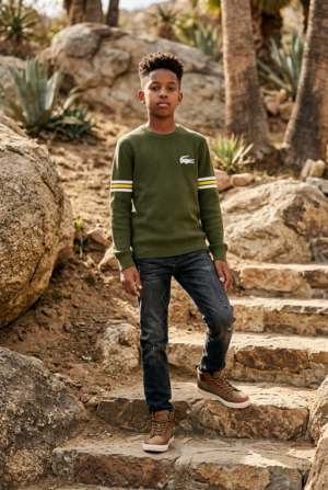 Striped Sleeve Knit Sweatshirt