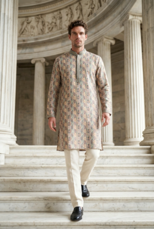 Vintage Mosaic Printed Jacquard Kurta