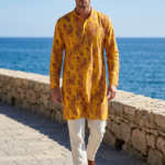 Mustard Paisley Heritage Print Kurta