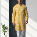Mustard Gold Textured Print Kurta