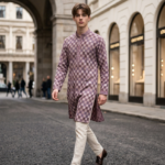 Mauve Heritage Checkered Kurta