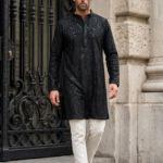 Black Emerald Paisley Embroidered Kurta