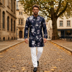 Navy Floral Bloom Designer Kurta