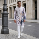 Ivory Botanical Bloom Printed Designer Kurta