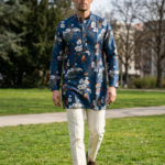Midnight Blue Floral Printed Kurta