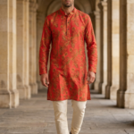 Crimson Gold Paisley Kurta
