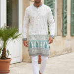 Ivory Emerald Heritage Border Kurta