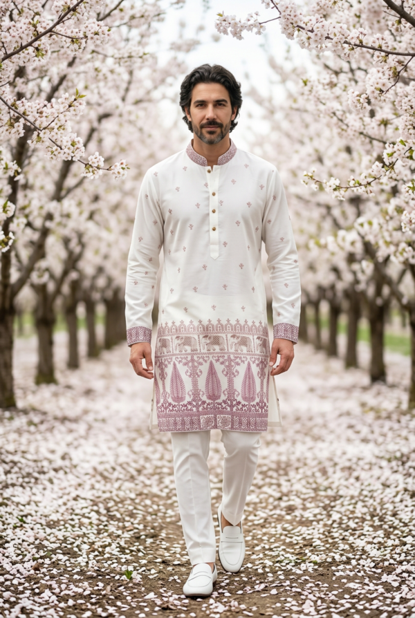 Ivory Rose Heritage Embroidered Kurta