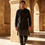 Black Royal Paisley Embroidered Kurta
