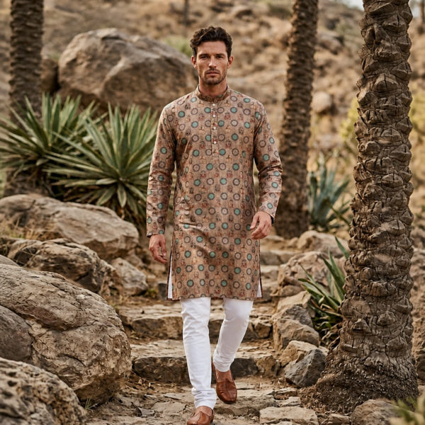 Earthy Geometric Heritage Kurta