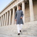 Slate Blue Heritage Stripe Kurta