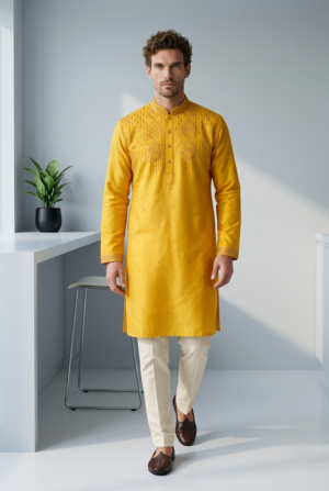 Royal Mustard Embroidered Kurta Pajama