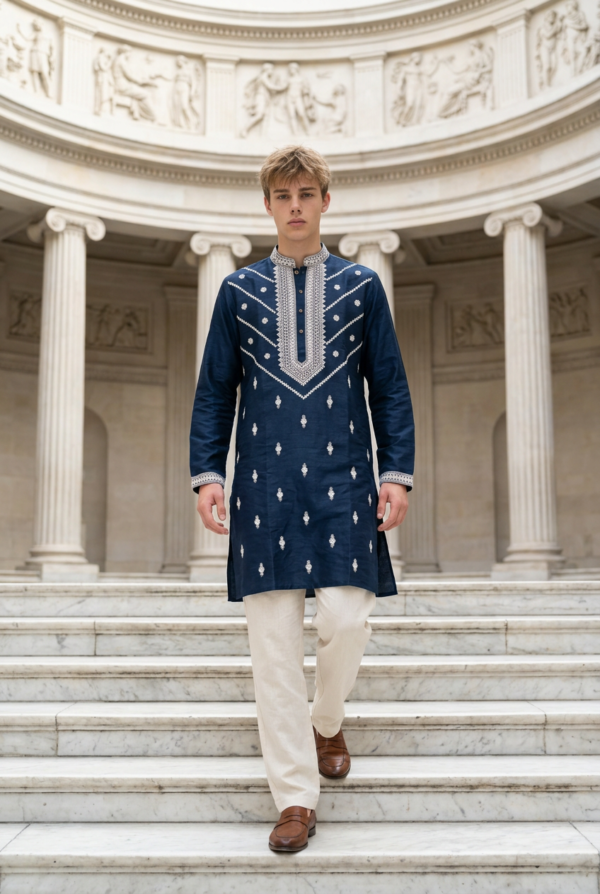 Royal Navy Embroidered Kurta Pajama