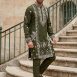 Royal Olive Embroidered Kurta Pajama