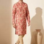 Royal Coral Floral Print Kurta Pajama