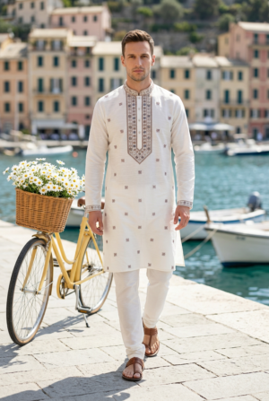 Royal Ivory Classic Embroidered Kurta Pajama
