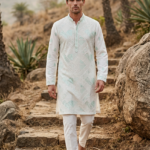 Royal Mint Geometric Embroidered Kurta Pajama