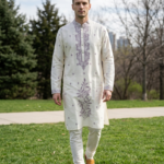 Royal Ivory Lavender Embroidered Kurta Pajama
