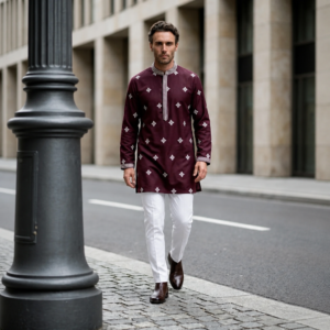 Maroon Diamond Motif Kurta