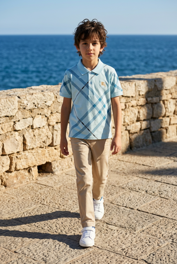 Classic Check Pattern Kids Polo T-Shirt