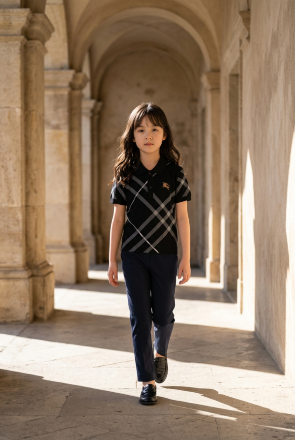 Classic Check Pattern Kids Polo T-Shirt