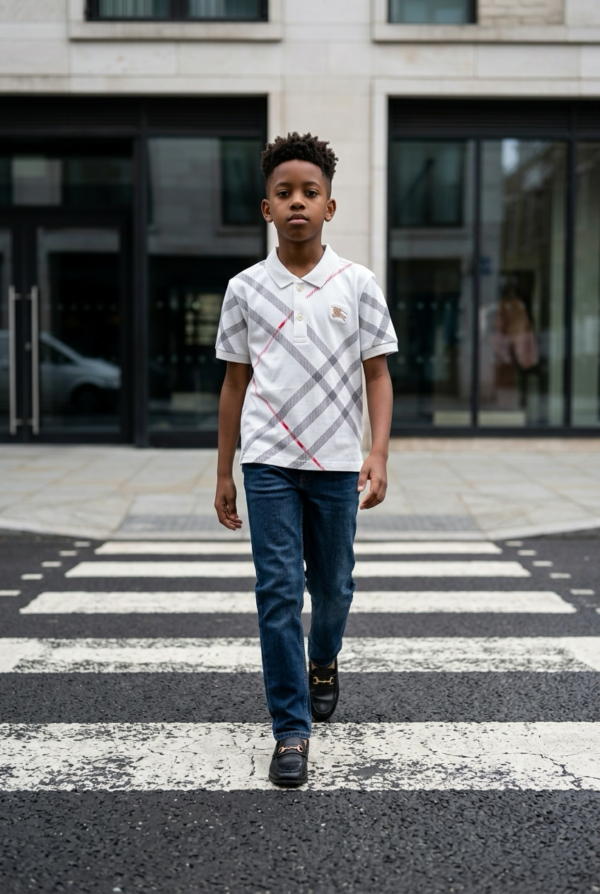 Classic Check Pattern Kids Polo T-Shirt