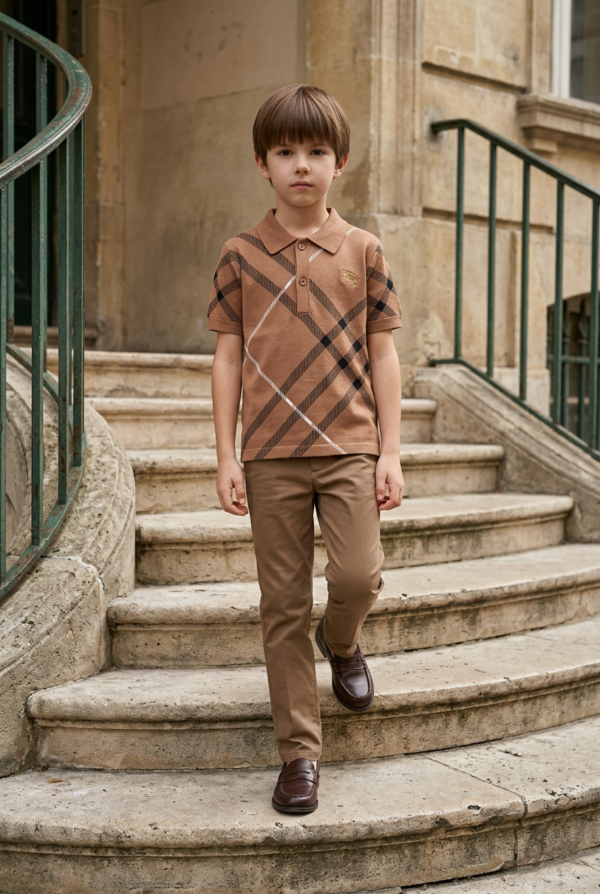 Classic Check Pattern Kids Polo T-Shirt