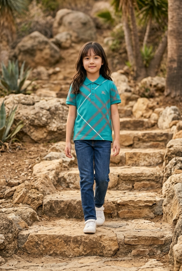 Classic Check Pattern Kids Polo T-Shirt